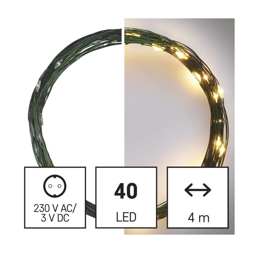 Warm wit LED Kerst buitenketting 40x LED / 9m IP44