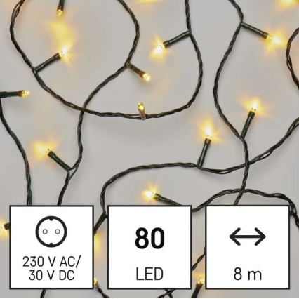 Warm Wit LED Kerst buitenketting 80x LED / 13m IP44