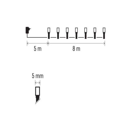 Warm Wit LED Kerst buitenketting 80x LED / 13m IP44