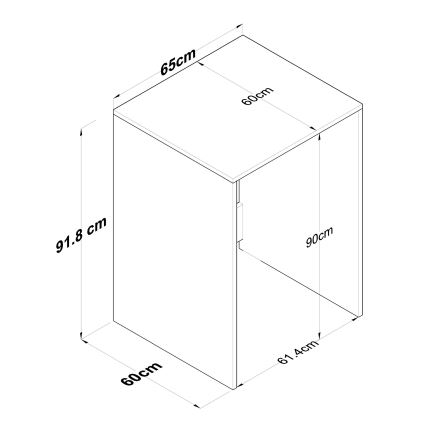 Wasmachine kast RANI 65x91,8 cm wit/bruin