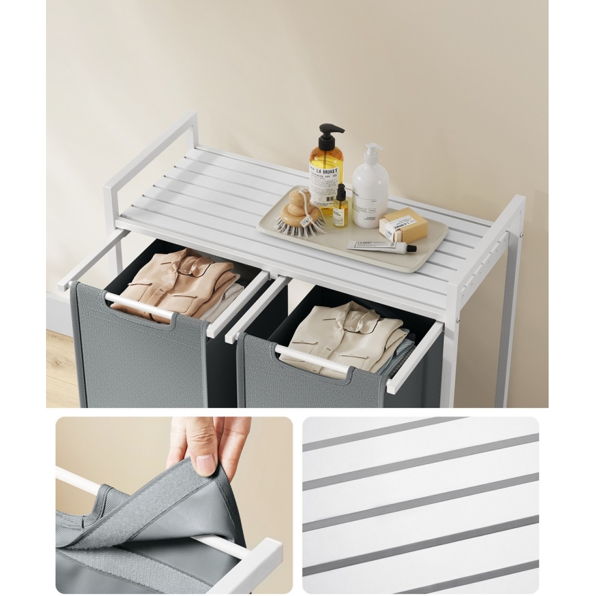 Wasmand REX wit/grijs