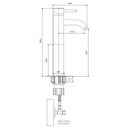 Wastafelkraan DRAGOR 29 cm, geborsteld messing