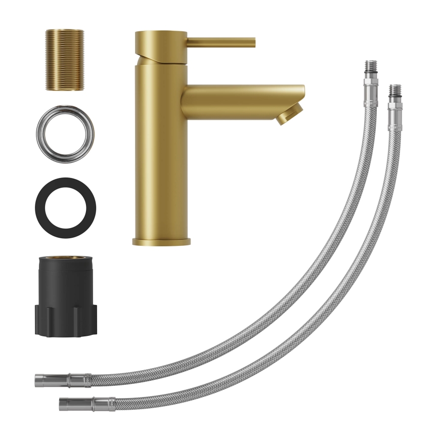 Wastafelkraan RINGSTED 17,8 cm geborsteld messing