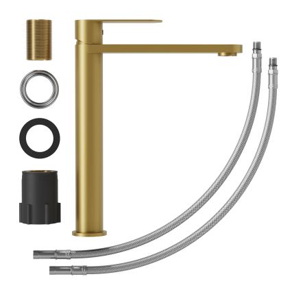 Wastafelkraan TARNBY 27,3 cm geborsteld messing