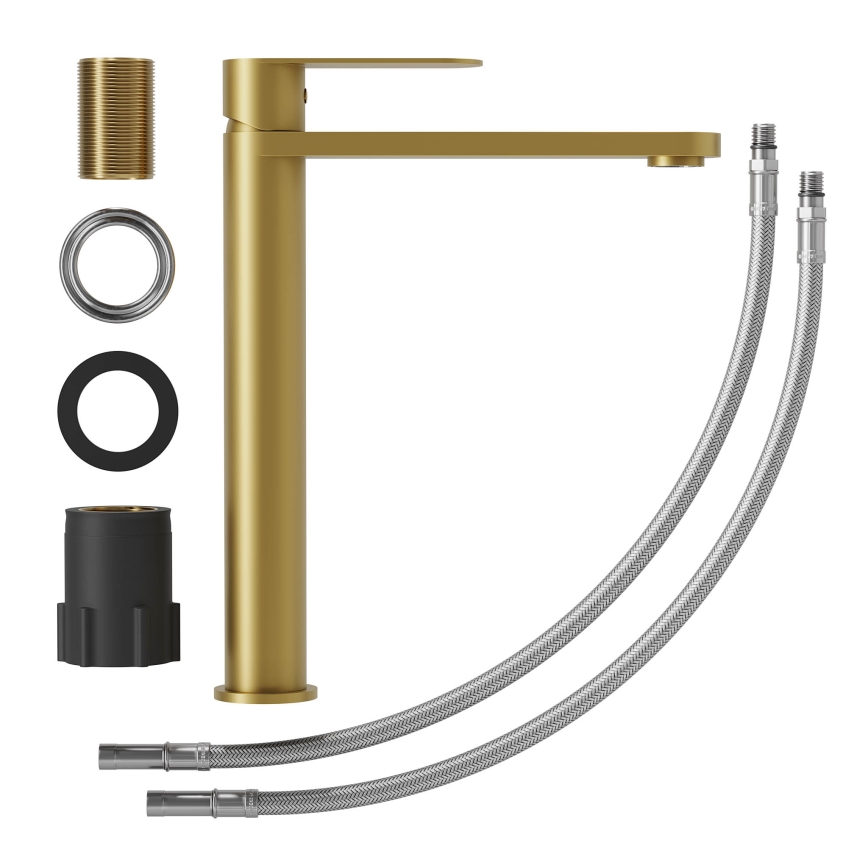 Wastafelkraan TARNBY 27,3 cm geborsteld messing