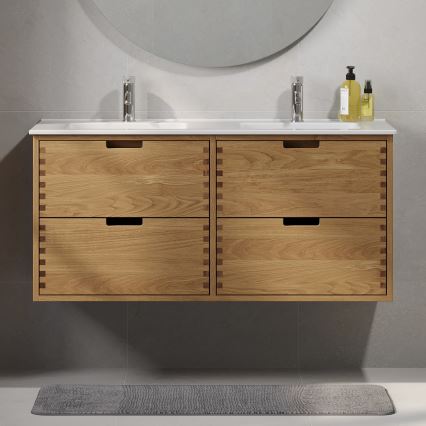 Wastafelonderkast GRIBSKOV 120 cm beige/eiken