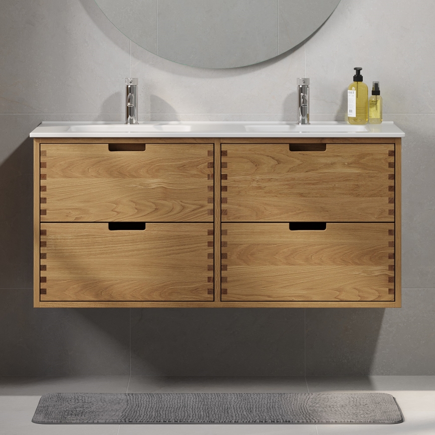 Wastafelonderkast GRIBSKOV 120 cm beige/eiken