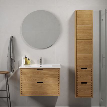 Wastafelonderkast GRIBSKOV 80 cm beige/eiken