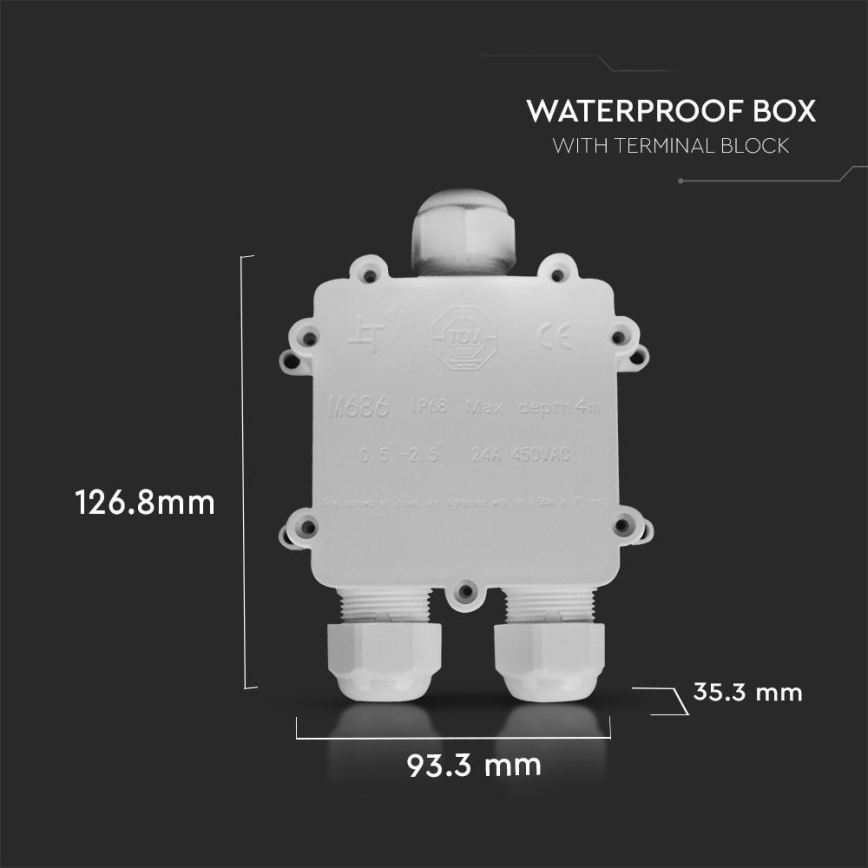 Waterdichte aansluitdoos IP68 wit
