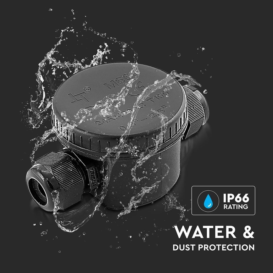 Waterdichte connector IP66 zwart