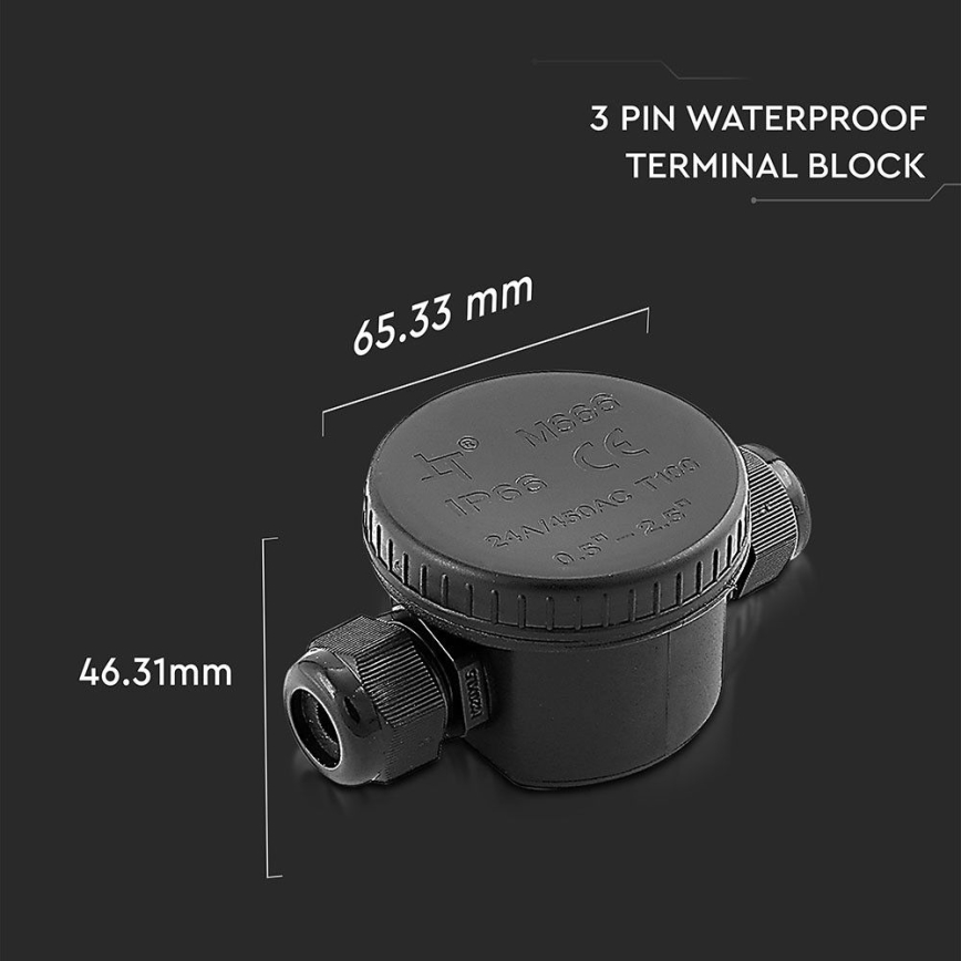 Waterdichte connector IP66 zwart