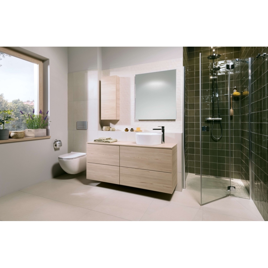 WC suspendu MIO Vortex + abattant WC SoftClose MIO + plaque de commande DUAL + module encastré + plaque isolante