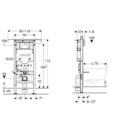 WC suspendu ROUND + abattant SoftClose ROUND + plaque de commande SIGMA + module encastré + rondelle isolante
