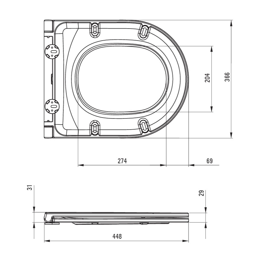 WC suspendu ROUND + abattant SoftClose ROUND + plaque de commande SIGMA + module encastré + rondelle isolante
