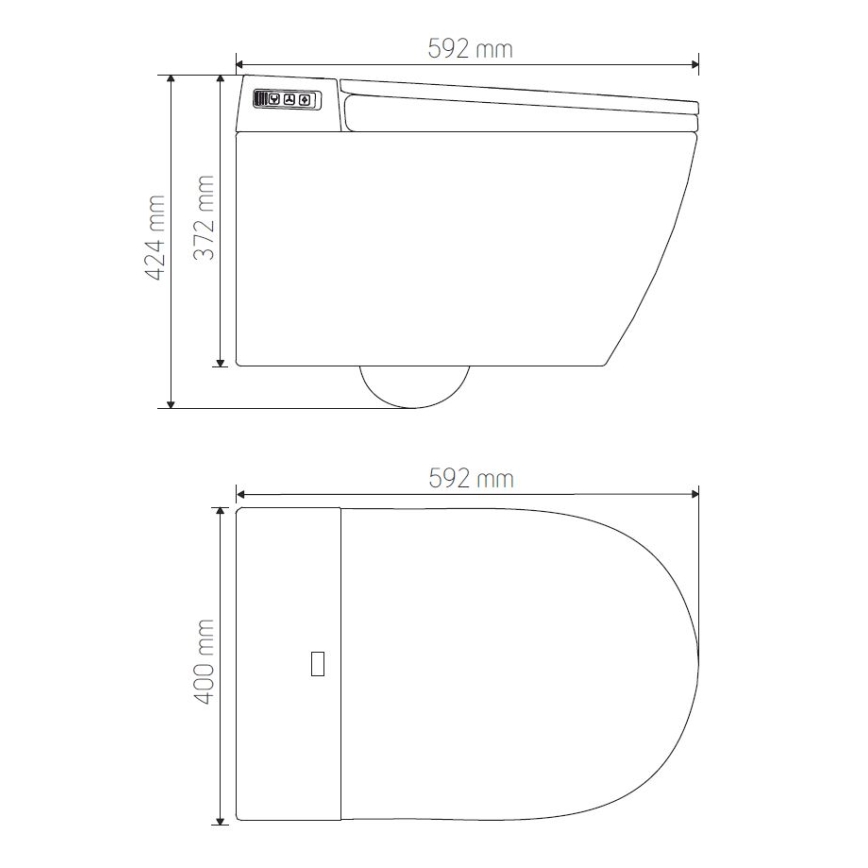 WC suspendu avec bidet intégré TISVILDELEJE 1600W/230V + abattant WC SoftClose à fermeture douce + bouton de chasse SIGMA + module encastré + patin isolant + télécommande