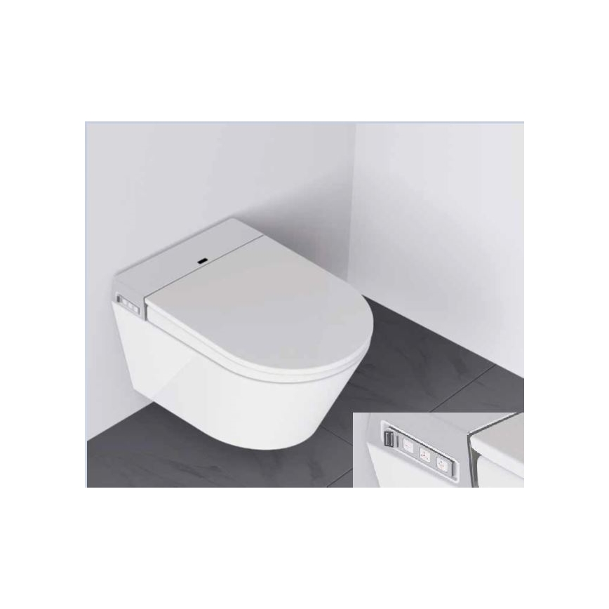 WC suspendu avec bidet TISVILDELEJE 1600W/230V blanc + télécommande
