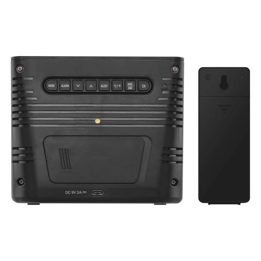 Weerstation met draadloos opladen 5V, 2xAA + 2xAAA, zwart