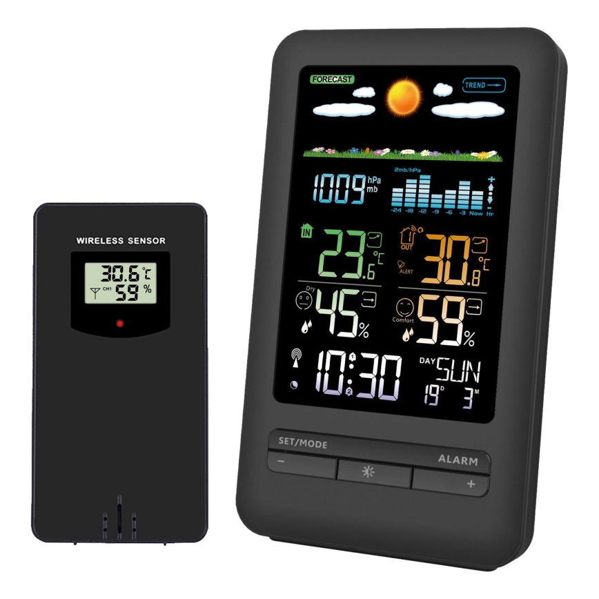 Weerstation met LCD scherm 2xAA + 2xAA zwart