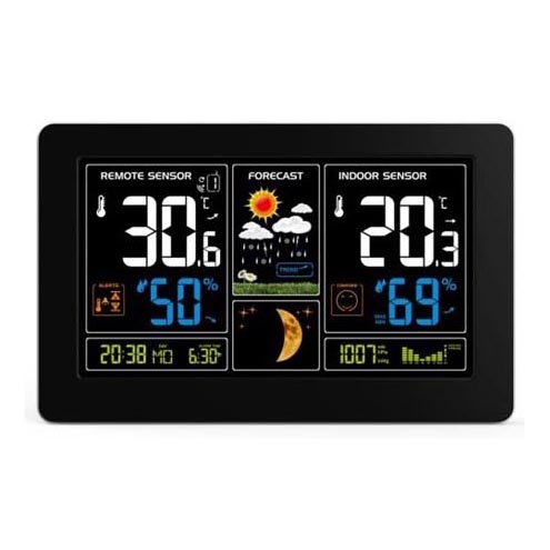 Weerstation met LCD scherm USB 5V/2xAAA + 2xAAA opladen zwart