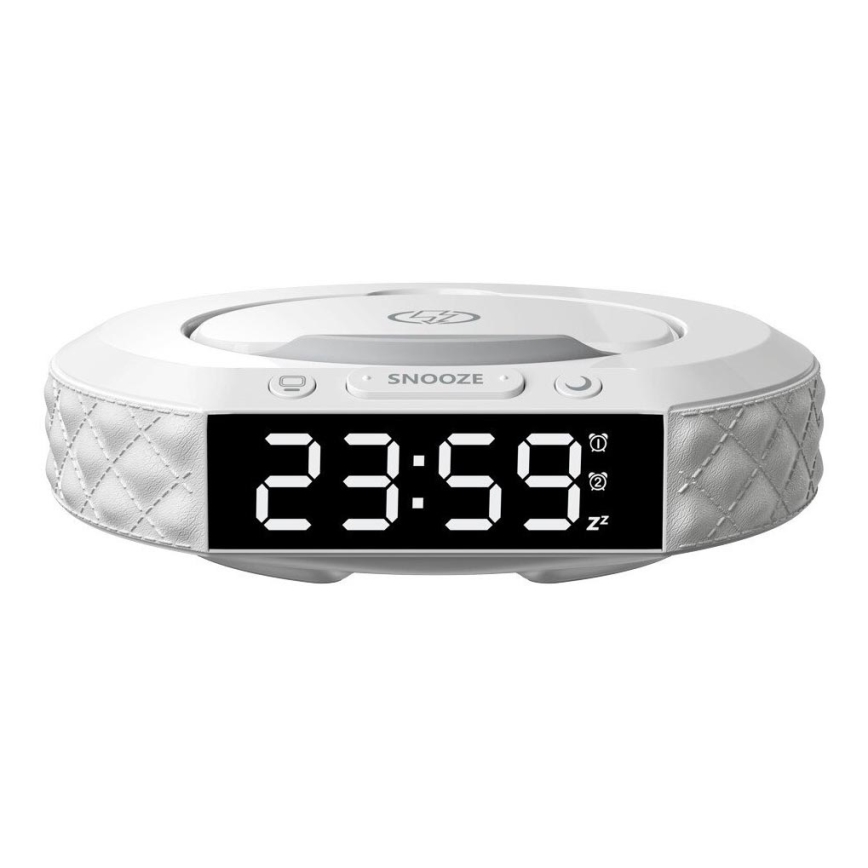 Wekker met LCD scherm en draadloze Qi charger 27W/9V wit