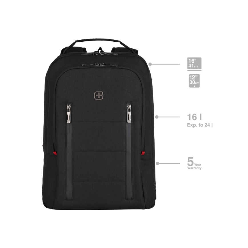 Wenger - Laptoprugzak 16 l 16" met tabletvak 12" Stad Traveler zwart