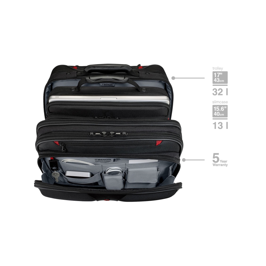 Wenger - Reiskoffer op wieltjes 25 l 17 + laptoptas 15,6 Patriot zwart