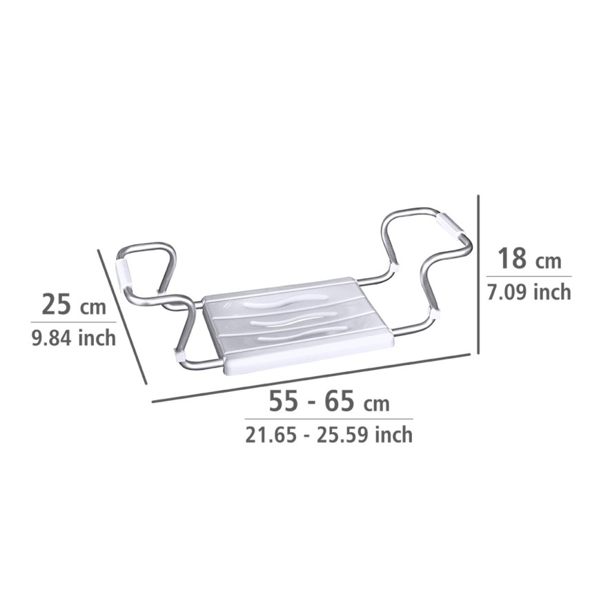 WENKO 17930100-Siège de baignoire SECURA 26x18 cm blanc/argenté