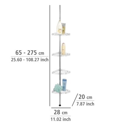 WENKO 18596100 - Hoekelement PREA 28x200 cm RVS/glanzend chroom
