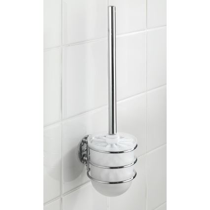 WENKO 18768100-WC-set TURBO-LOC ROND STAAL 10x37,5 cm glanzend chroom/wit