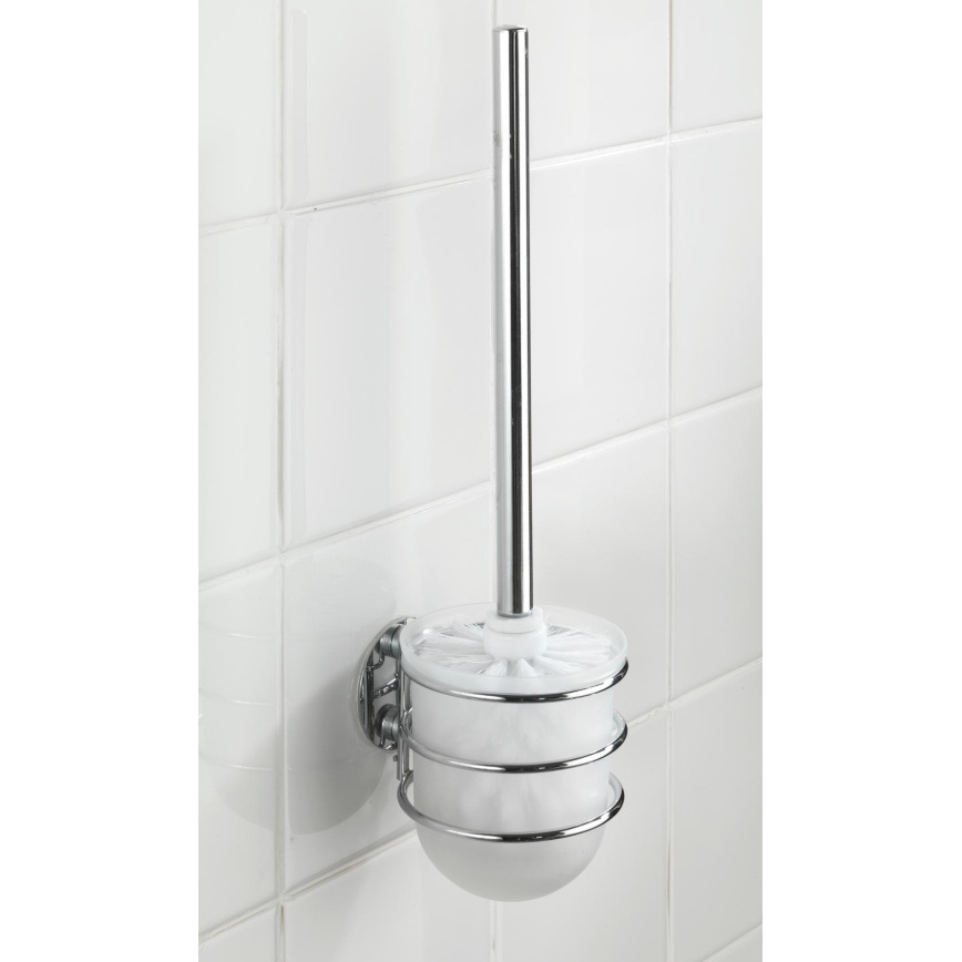 WENKO 18768100-WC-set TURBO-LOC ROND STAAL 10x37,5 cm glanzend chroom/wit