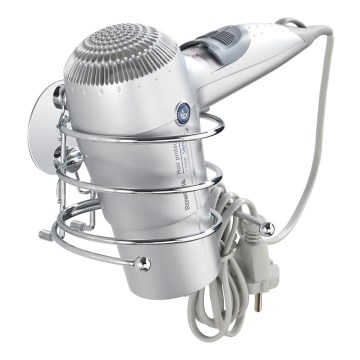 WENKO 18770100-Haardrogerhouder TURBO-LOC RUND STAHL 14x11,5 cm glanzend chroom