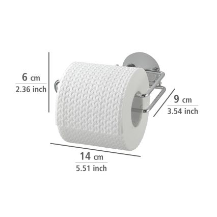 WENKO 18774100-Dérouleur de papier toilette TURBO-LOC ROND ACIER 14x9 cm chromé