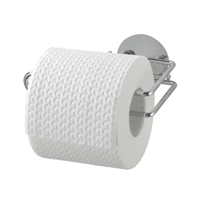 WENKO 18774100-Dérouleur de papier toilette TURBO-LOC ROND ACIER 14x9 cm chromé