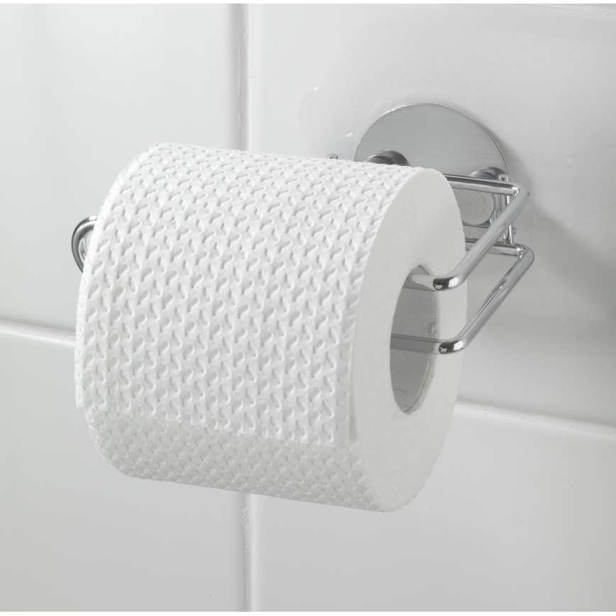 WENKO 18774100-Dérouleur de papier toilette TURBO-LOC ROND ACIER 14x9 cm chromé
