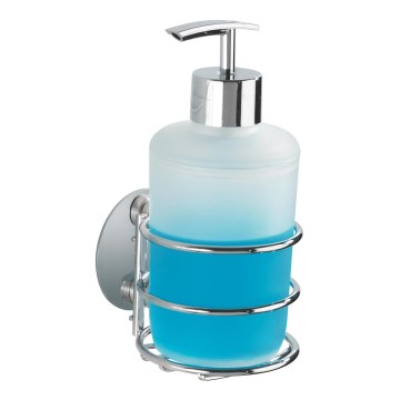 WENKO 18777100-zeepdispenser TURBO-LOC ROND STAAL 7,5x16,5 cm glanzend chroom/wit