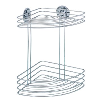 WENKO 18914100-Hoekplank TURBO-LOC ROND STAAL 26,5x33 cm glanzend chroom