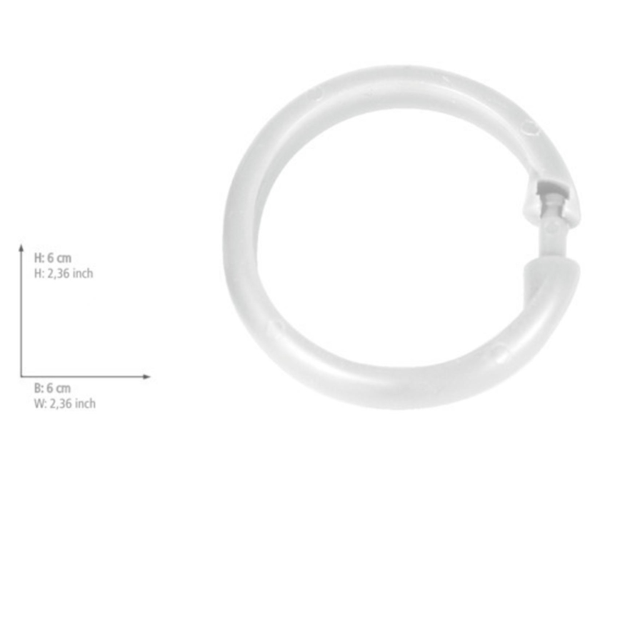 WENKO 19194100 - Anneaux pour rideau de douche LYGE 6x6 cm blancs