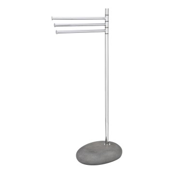 WENKO 19493100 - Handdoekhouder PEBBLE STONE 38x84 cm glanzend chroom/grijs