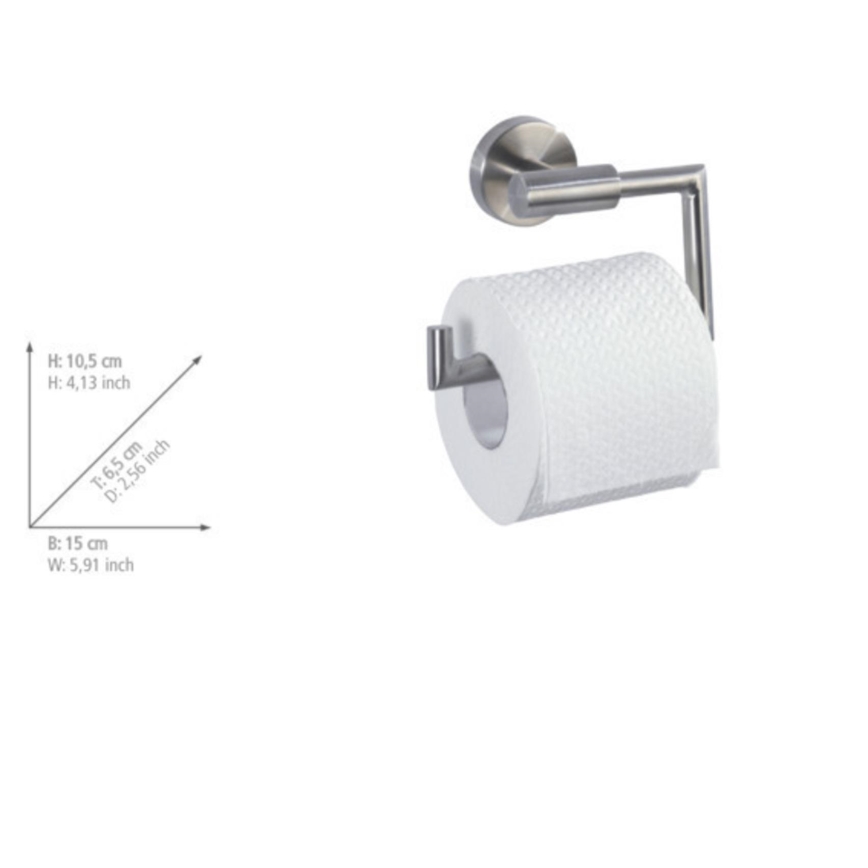 WENKO 19612100 - Porte-rouleau de papier toilette BOSIO MATT 15 x 10,5 cm inox/argenté