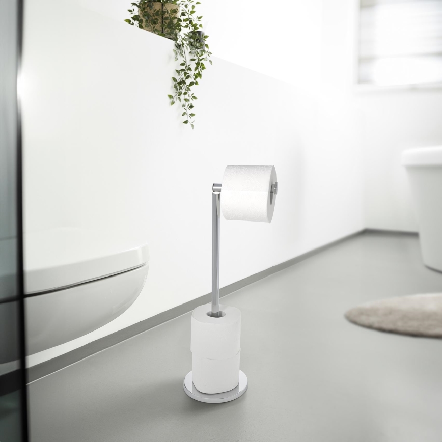 WENKO 19637100 - Porte-rouleau de papier toilette 21x55 cm inox/argenté