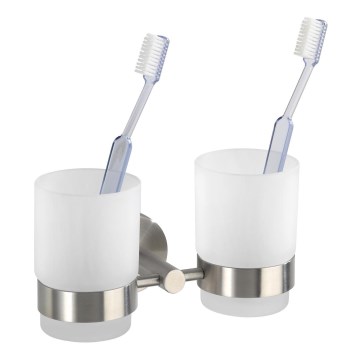 WENKO 19638100 - Tandenborstelhouder BOSIO MATT 17,5x9,5 cm RVS/zilver