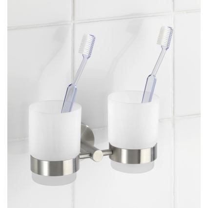 WENKO 19638100 - Tandenborstelhouder BOSIO MATT 17,5x9,5 cm RVS/zilver