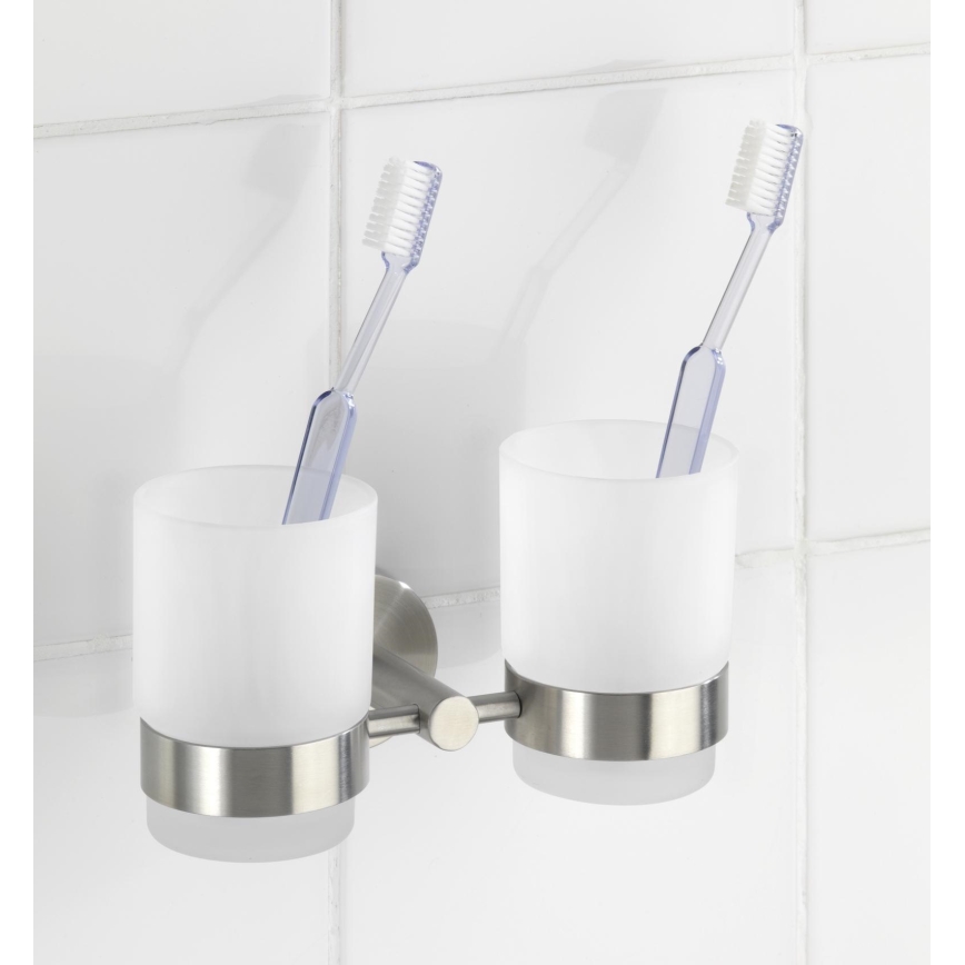 WENKO 19638100 - Tandenborstelhouder BOSIO MATT 17,5x9,5 cm RVS/zilver
