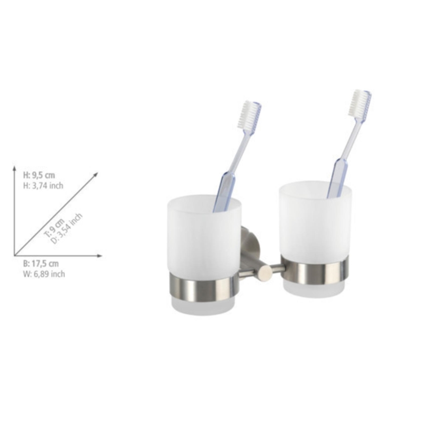 WENKO 19638100 - Tandenborstelhouder BOSIO MATT 17,5x9,5 cm RVS/zilver