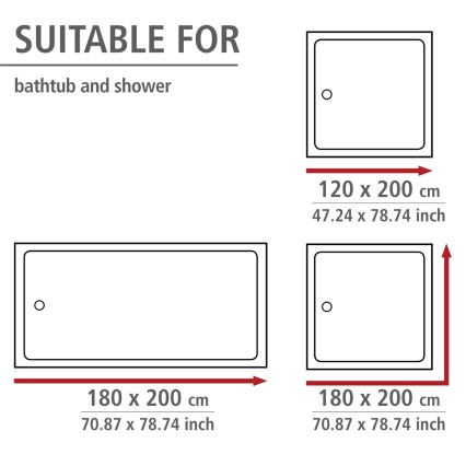 WENKO 20044100 - Rideau de douche 180x200 cm gris
