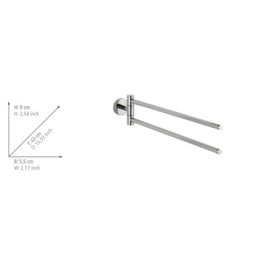 WENKO 20213100 - Porte-serviettes BOSIO SHINE 43 x 9 cm en acier inoxydable, finition argentée