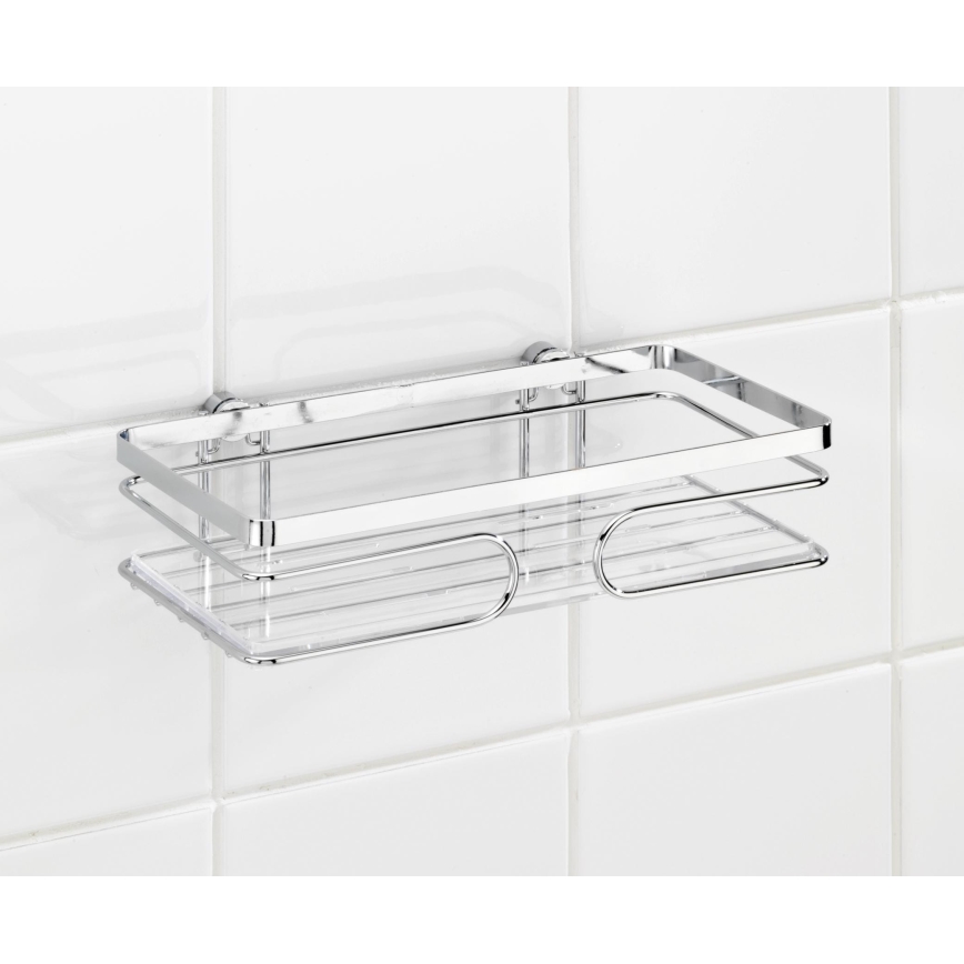 WENKO 20409100-Étagère Premium en acier inoxydable 24x13,5 cm, inox/argenté