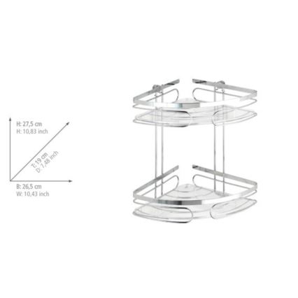 WENKO 20412100-Étagère d'angle PREMIUM en acier inoxydable 26,5x27,5 cm inox/argenté