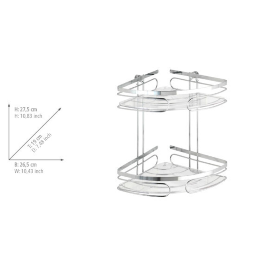 WENKO 20412100-Étagère d'angle PREMIUM en acier inoxydable 26,5x27,5 cm inox/argenté