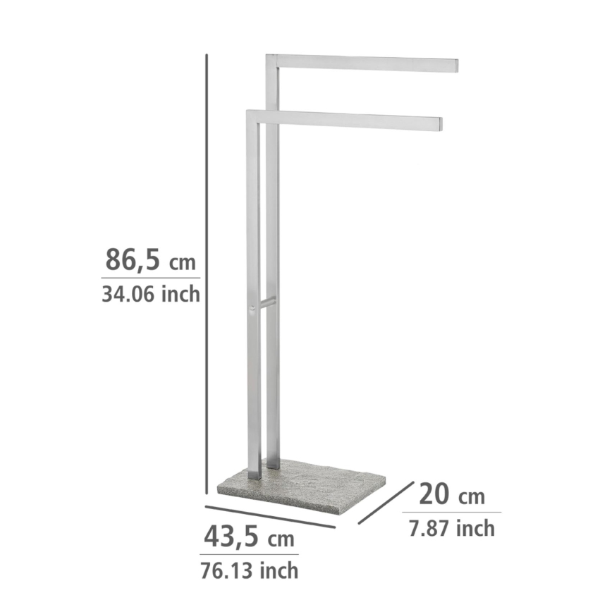 WENKO 20603100 - Handdoekhouder GRANIT 43,5x86,5 cm RVS/satijn/grijs